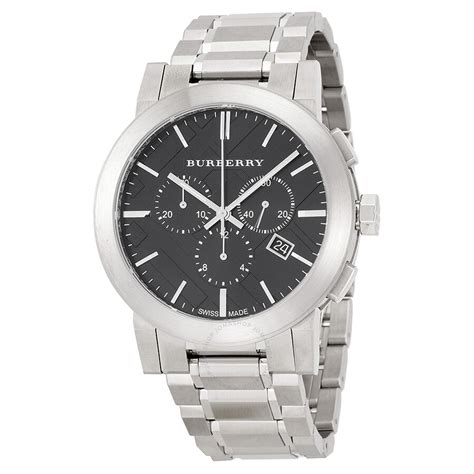 burberry black dial chronograph stainless steel men& 39|Burberry Men's Chronograph The City Black Watch BU9351.